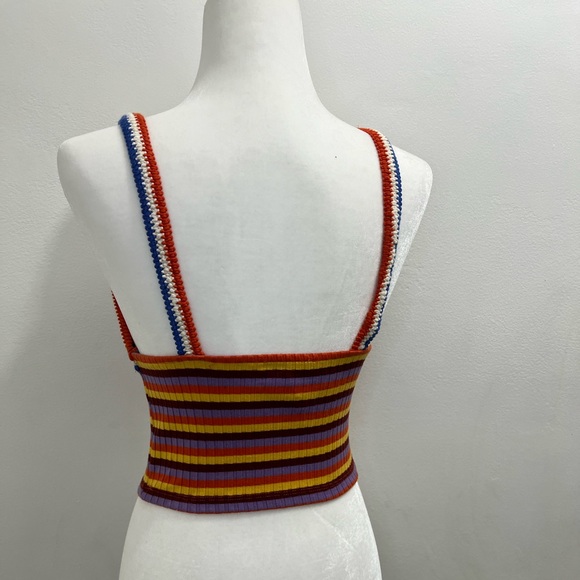 Zara Multicolor Striped Halter Crochet Trim Size Small EUC y2k style - Picture 5 of 9